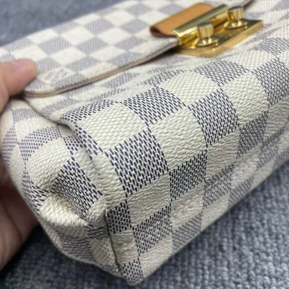 100% Authentic Louis Vuitton Croisette White Damier Azur Canvas Satchel Bag - Picture 9 of 16